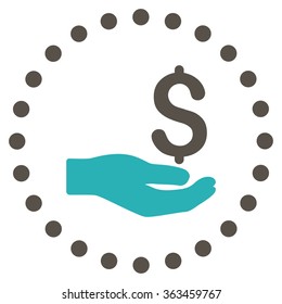 Payment vector icon. Style is bicolor flat circled symbol, grey and cyan colors, rounded angles, white background.