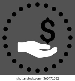 Payment vector icon. Style is bicolor flat circled symbol, black and white colors, rounded angles, gray background.