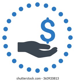 Payment vector icon. Style is bicolor flat circled symbol, smooth blue colors, rounded angles, white background.