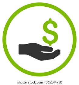 Payment vector icon. Style is bicolor flat circled symbol, eco green and gray colors, rounded angles, white background.
