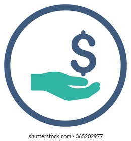 Payment vector icon. Style is bicolor flat circled symbol, cobalt and cyan colors, rounded angles, white background.