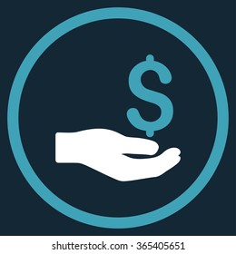 Payment vector icon. Style is bicolor flat circled symbol, blue and white colors, rounded angles, dark blue background.