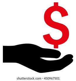 Payment vector icon. Style is bicolor flat symbol, intensive red and black colors, white background.
