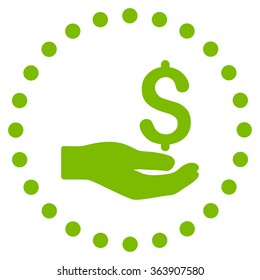 Payment vector icon. Style is flat circled symbol, eco green color, rounded angles, white background.
