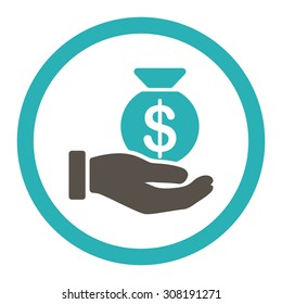Payment vector icon. This flat rounded symbol uses grey and cyan colors and isolated on a white background.