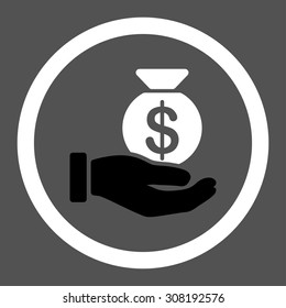 Payment vector icon. This flat rounded symbol uses black and white colors and isolated on a gray background.
