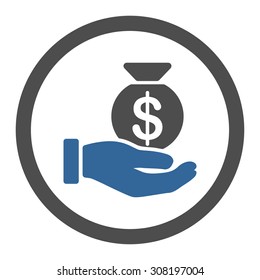 Payment vector icon. This flat rounded symbol uses cobalt and gray colors and isolated on a white background.