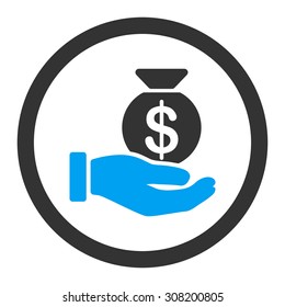 Payment vector icon. This flat rounded symbol uses blue and gray colors and isolated on a white background.