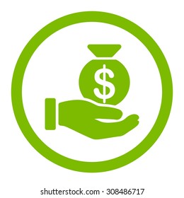 Payment vector icon. This flat rounded symbol uses eco green color and isolated on a white background.