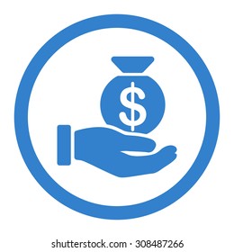 Payment vector icon. This flat rounded symbol uses cobalt color and isolated on a white background.