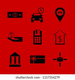 payment vector icons set. with gift card, atm location, money cash and parking time in set
