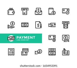 Payment vector line icons. Simple set of outline symbols, graphic design elements.