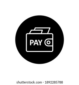 Icono de cartera de pago con estilo circular negro. Símbolo de cartera de pago. Ilustración del vector
