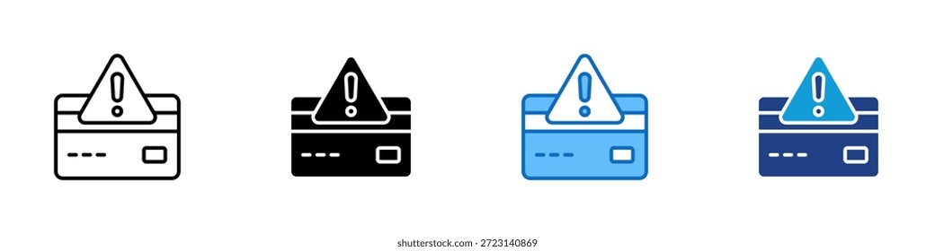 Zahlungswarnung Multiple Style Icon Design Vector - Kreditkarte mit Warnsymbol, die Zahlungsprobleme, Transaktionsrisiken oder Abrechnungsprobleme darstellt
