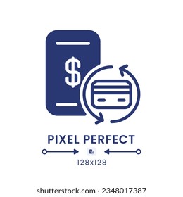 Payments black solid desktop icon. Accounting tool. Money transfer software. E commerce. Pixel perfect 128x128, outline 4px. Silhouette symbol on white space. Glyph pictogram. Isolated vector image