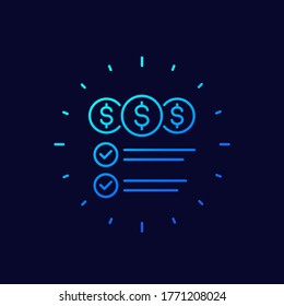 payments and checklist line vector icon