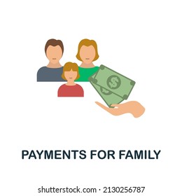 Payments For Family flat icon. Colored element sign from family collection. Flat Payments For Family icon sign for web design, infographics and more.