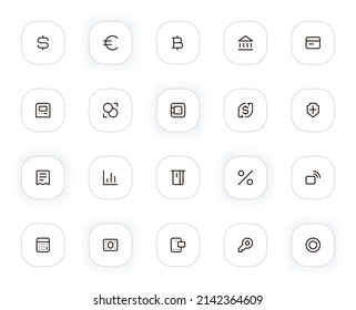 Payments and finance line icons set. Editable Stroke. 24x24 Pixel Perfect.