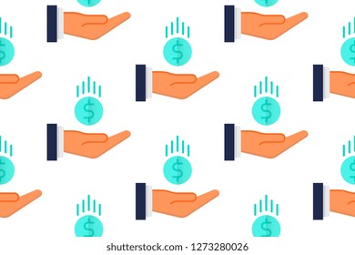 Payments icon in flat style isolated on white background.  Seamless pattern stock vector illustration