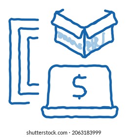 payments in laptop sketch icon vector. Hand drawn blue doodle line art payments in laptop sign. isolated symbol illustration