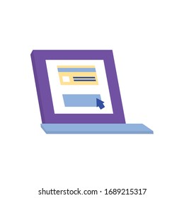 payments online concept, laptop computer icon over white background, flat style, vector illustration