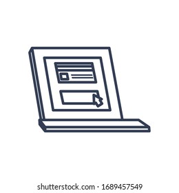 payments online concept, laptop computer icon over white background, line style, vector illustration