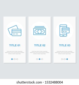 Payments and online shopping options vector banner and infographic template. Finance vector line icons.