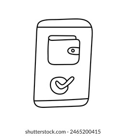 Payments from a smartphone doodle. Vector Isolated on white background