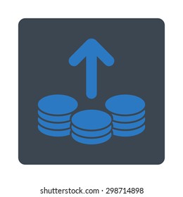 Payout icon from Commerce Buttons OverColor Set. Vector style is smooth blue colors, flat square rounded button, white background.