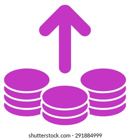 Payout icon from Commerce Set. Vector style: flat symbol, violet color, rounded angles, white background.