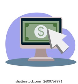 Pay-Per-Click  A cursor clicking on a dollar sign 