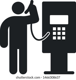 Payphone icon. Man talking with payphone. 