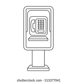 Payphone icon in outline style isolated on white background. Park symbol stock vector illustration.