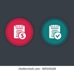 Payroll, bill flat icons, buttons, vector illustration