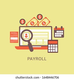 Payroll. Expenses, salary calculation concept. Flat design graphic elements, flat icons set.