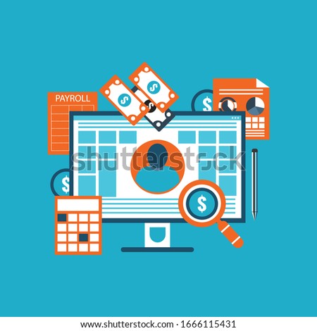 Payroll. Expenses, salary calculation concept.