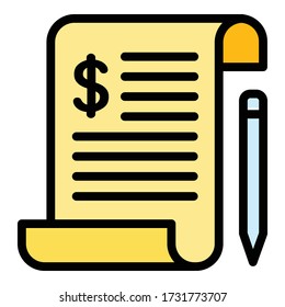 Payroll paper icon. Outline payroll paper vector icon for web design isolated on white background