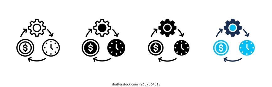 Conjunto de vários estilos da folha de ícone Processo da Folha de Pagamento
