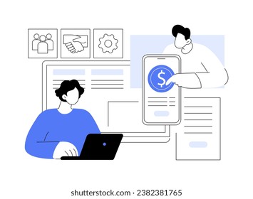 Payroll processing isolated cartoon vector illustrations. Man using software to automate business processes, IT technology, data transfer, machine learning, receive payment vector cartoon.