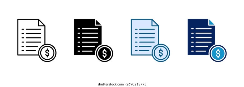 Payroll Sheet Icon Set Multiple Style Collection