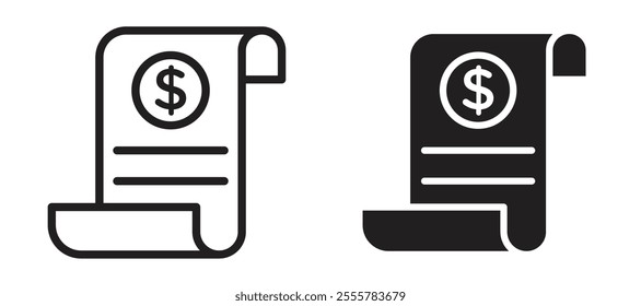 Payroll vector icon set in black color.