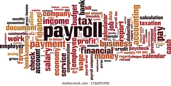 Payroll word cloud concept. Collage made of words about payroll. Vector illustration