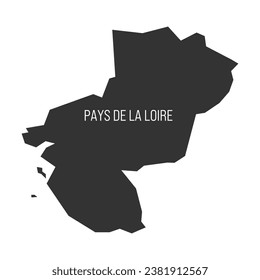 Pays de la Loire - map of administrative division, region, of France. Dark grey vector silhouette.