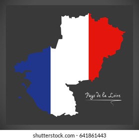 Pays de la Loire map with French national flag illustration