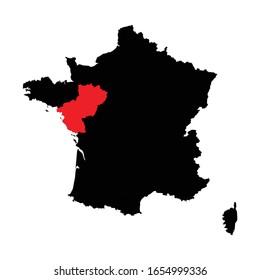 Pays De La Loire Region highlighted on France map Vector EPS 10