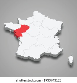 Pays de la Loire region location within France 3d isometric map