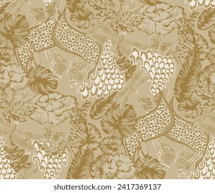 Paysley design. Seamless abstract pattern.  In style Toile de Jou. Suitable for fabric, mural, wrapping paper and the like