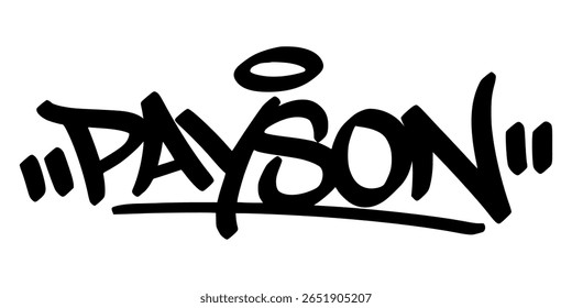 Payson graffiti tag em linhas pretas. Arizona urbano mão desenhada rua arte lettering vetor.
