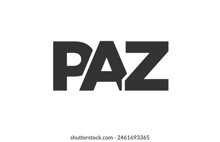 PAZ logo design template with strong and modern bold text. Initial based vector logotype featuring simple and minimal typography. Trendy company identity ideal for businesses brand presence.