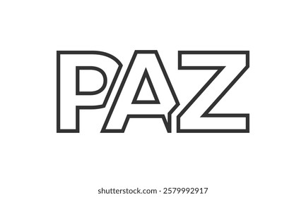 PAZ logo design template with strong and modern bold text. Initial based vector logotype featuring simple and minimal typography. Trendy company identity ideal for businesses brand presence.